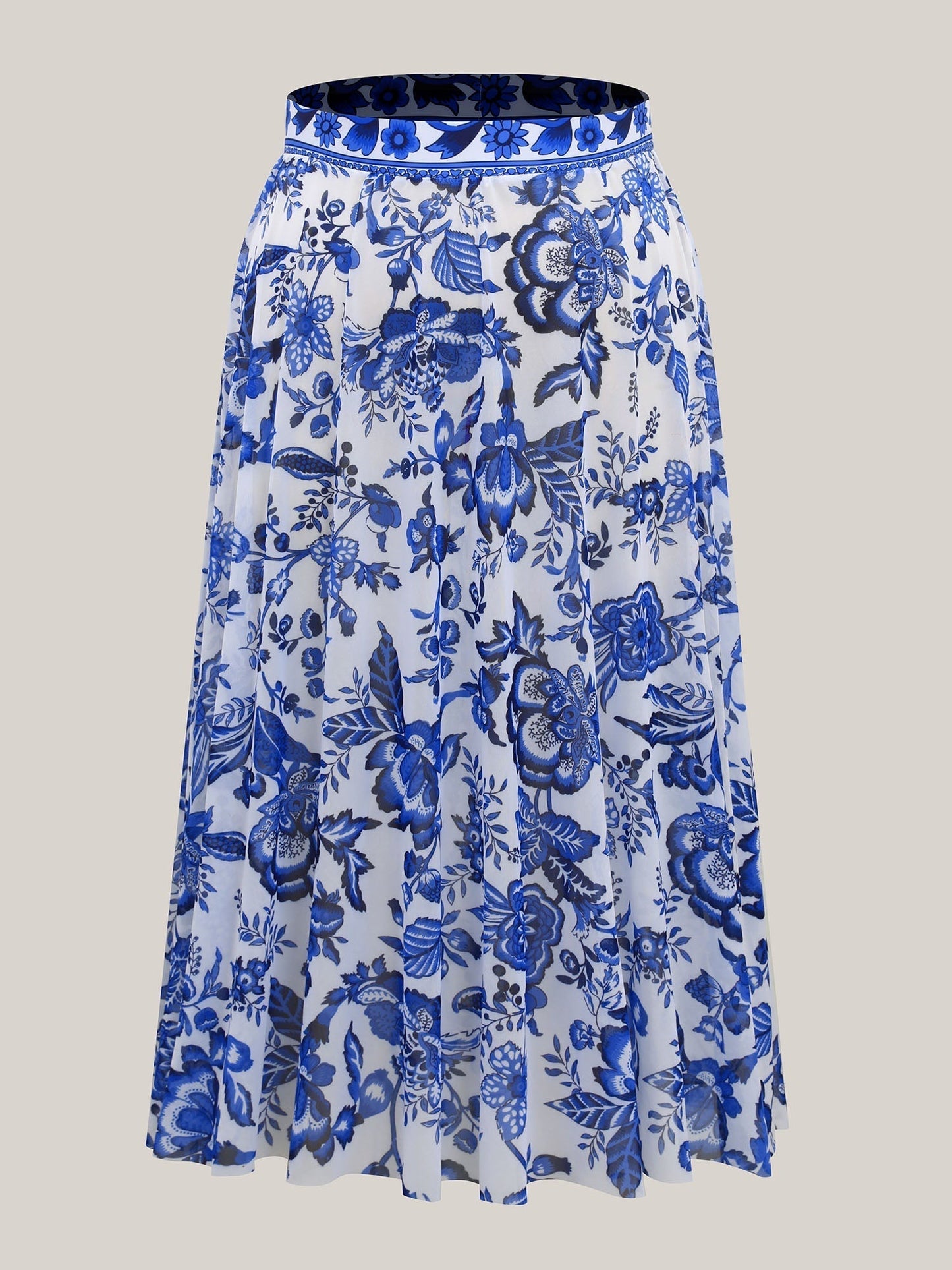 Two-Piece Floral Print Ruched Mesh Swimsuit